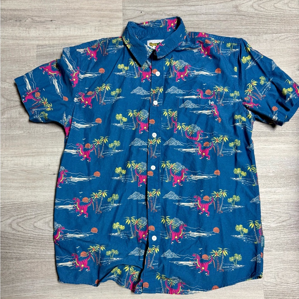 Tipsy Elves velociraptor Print Button-Up Shirt